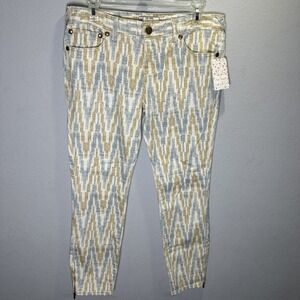 Free People Low Rise Skinny Jeans Ankle Zip Size 29 Ivory Ikat